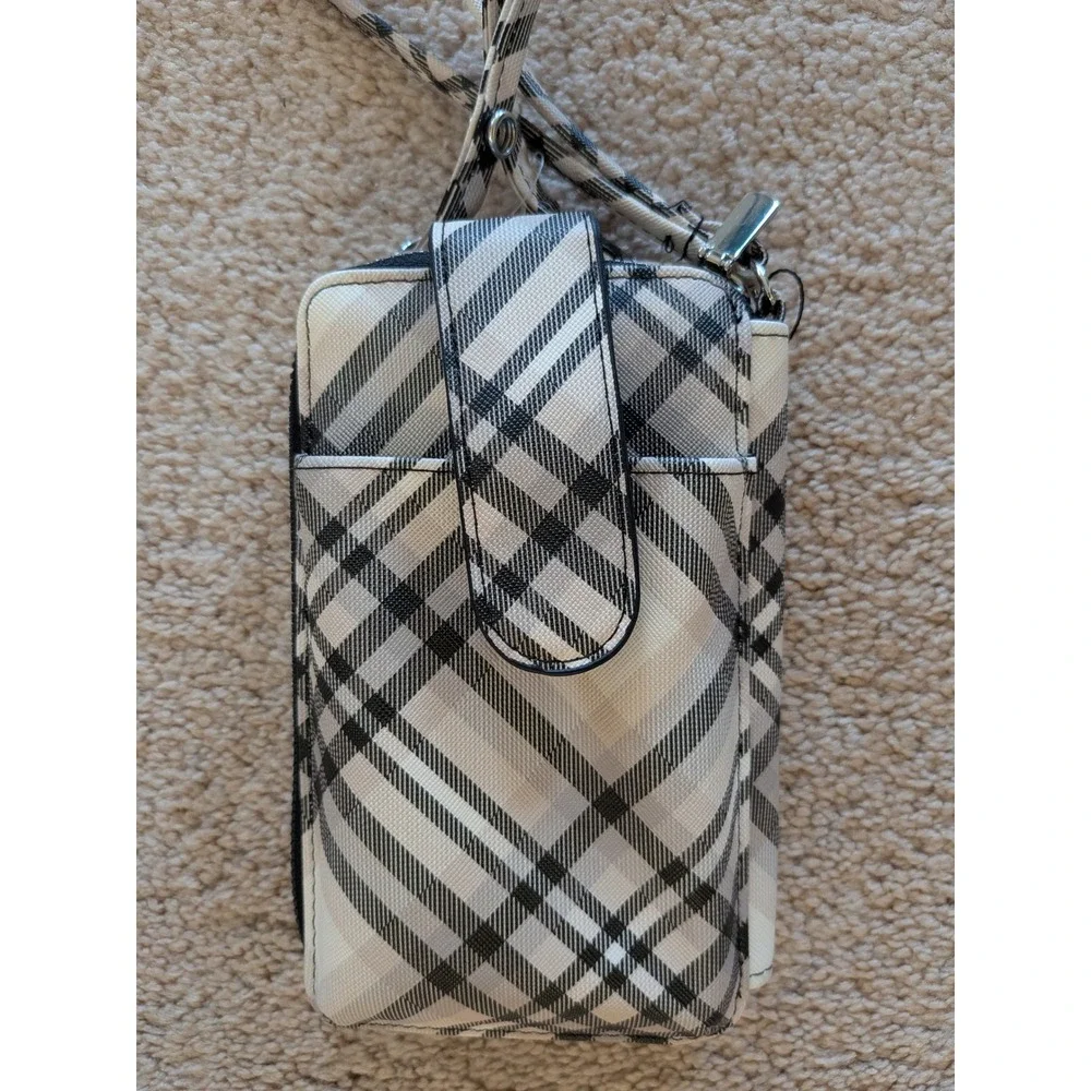 Safe Keeper RFID‎ Blocking Crossbody Phone Wallet Black White Plaid HNB41WL10P1